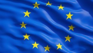 Close up of the flag of European Union. EU Flag Drapery.