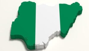 Silhouette of Nigeria map with flag