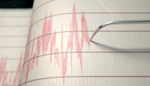Nahaufnahme einer Seismograph-Maschinennadel