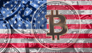bitcoin symbol auf usa-flagge