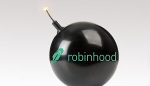 Schwarze Bombe mit RobinHood-Schriftzug draufgedruckt