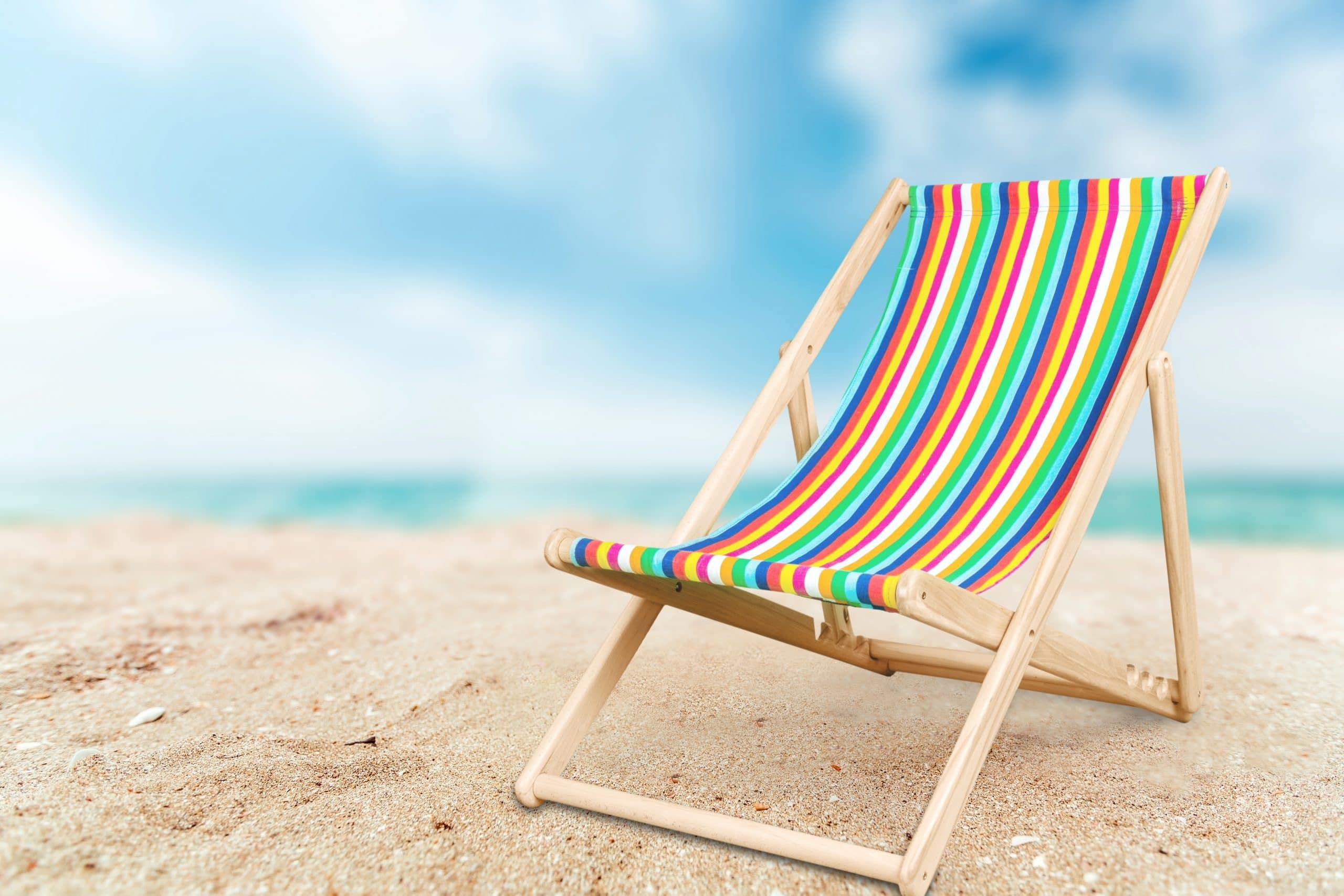 Liegestuhl am Strand.