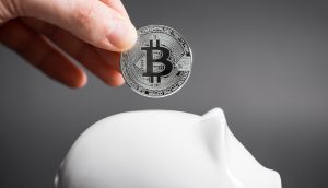 Bitcoin Münze silber Sparschwein