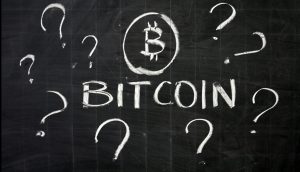 Bitcoin an die Tafel geschrieben