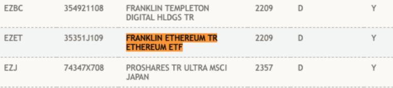 Ether Spot ETF